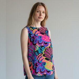 Alice & Trixie Silk Vibrant Floral Sleeveless Top